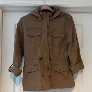 Chocolate Brown Hooded Raincoat Jacket
